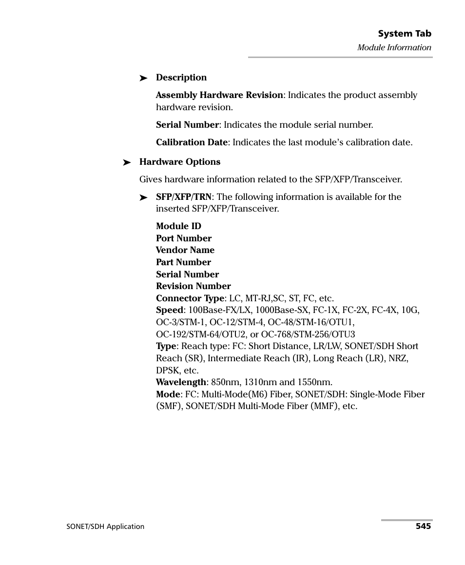 EXFO FTB-8100 Series Transport Blazer for FTB-500 User Manual | Page 559 / 719