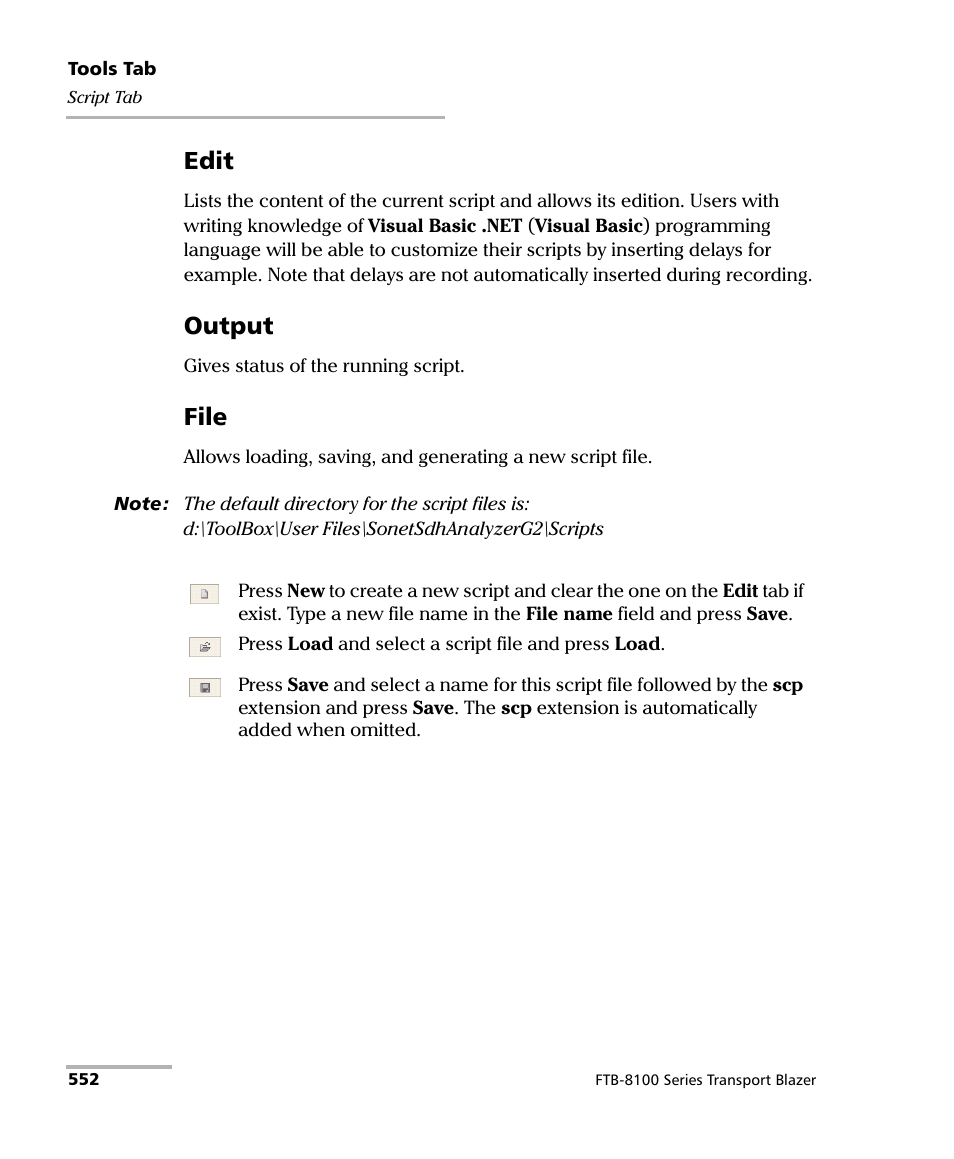 Edit, Output, File | EXFO FTB-8100 Series Transport Blazer for FTB-500 User Manual | Page 566 / 719