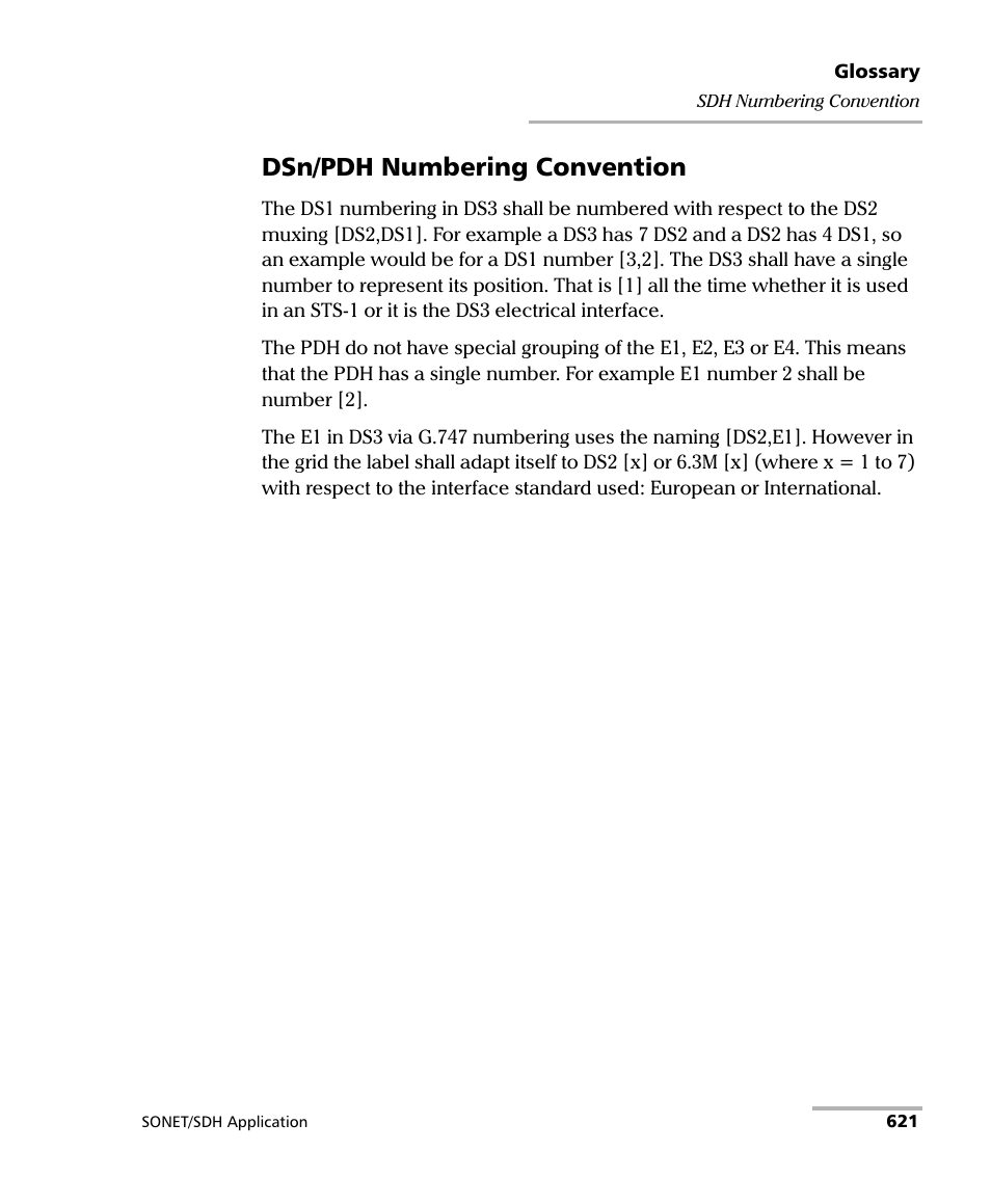 Dsn/pdh numbering convention | EXFO FTB-8100 Series Transport Blazer for FTB-500 User Manual | Page 635 / 719