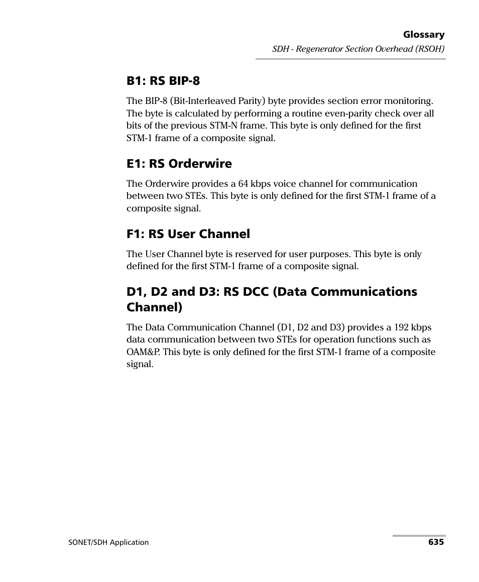 B1: rs bip-8, E1: rs orderwire, F1: rs user channel | EXFO FTB-8100 Series Transport Blazer for FTB-500 User Manual | Page 649 / 719