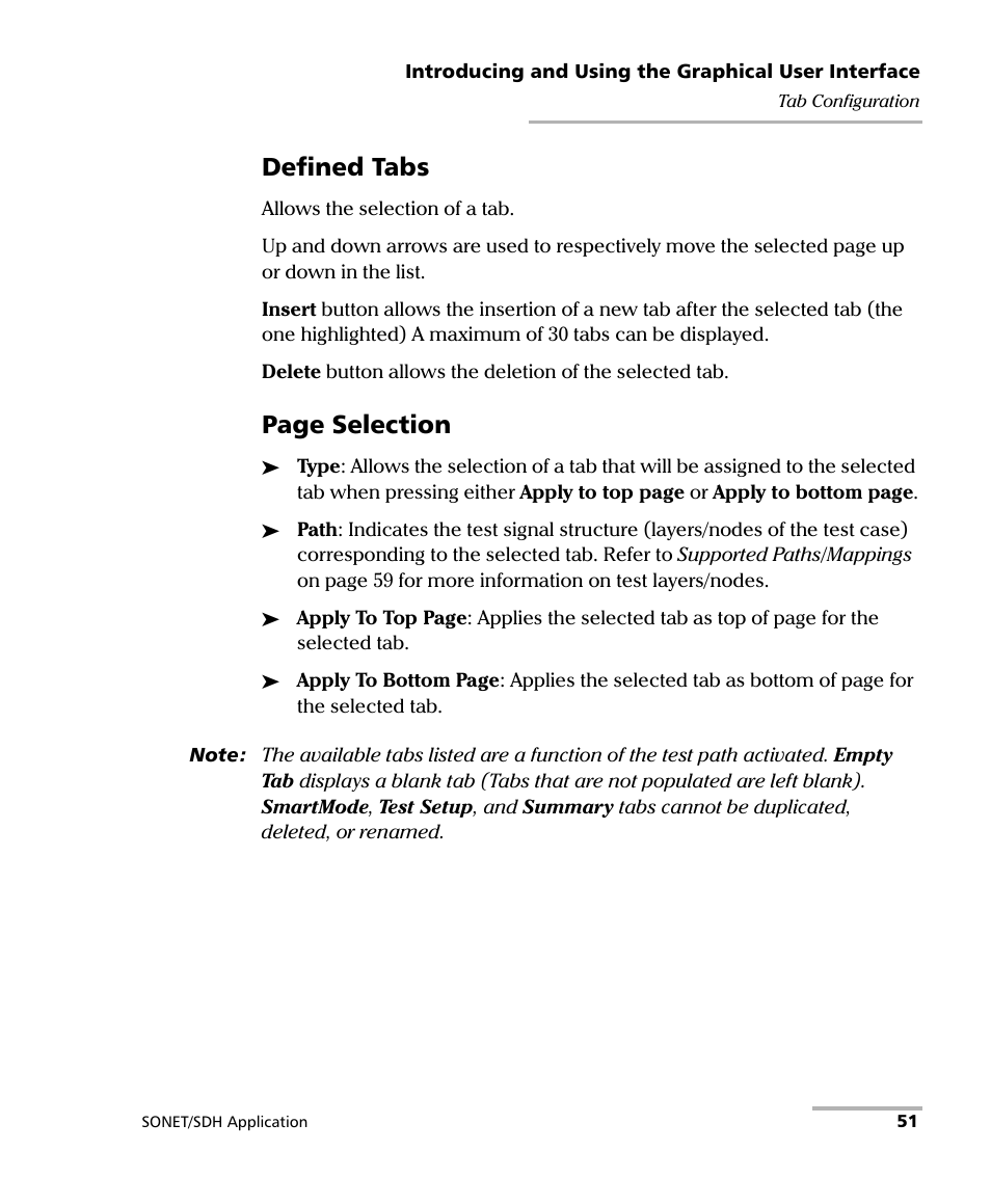 Defined tabs, Page selection | EXFO FTB-8100 Series Transport Blazer for FTB-500 User Manual | Page 65 / 719