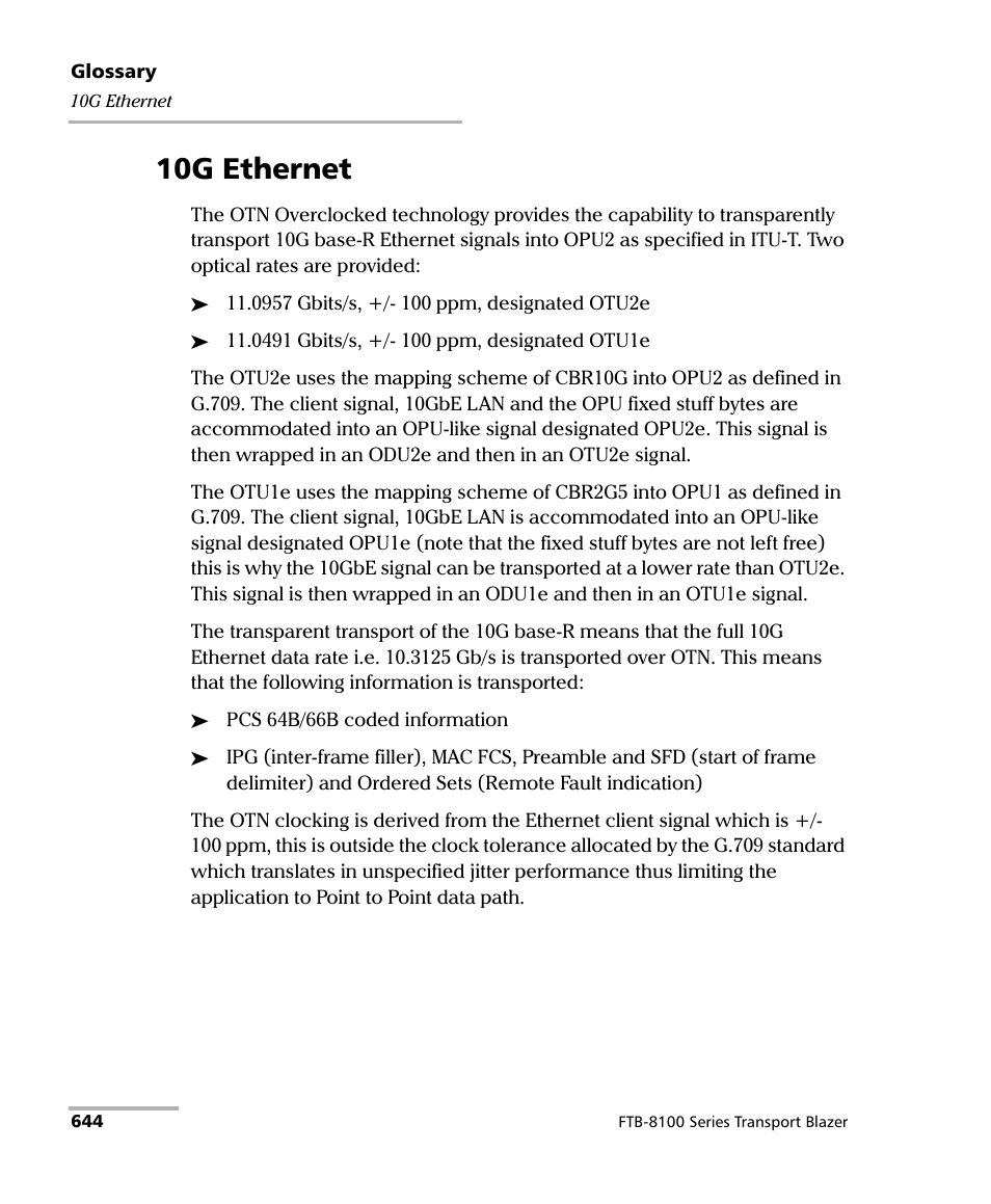 10g ethernet | EXFO FTB-8100 Series Transport Blazer for FTB-500 User Manual | Page 658 / 719