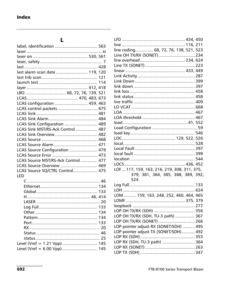 EXFO FTB-8100 Series Transport Blazer for FTB-500 User Manual | Page 706 / 719