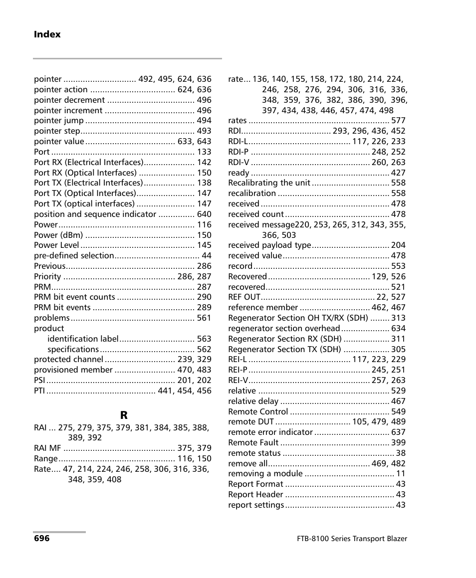 EXFO FTB-8100 Series Transport Blazer for FTB-500 User Manual | Page 710 / 719