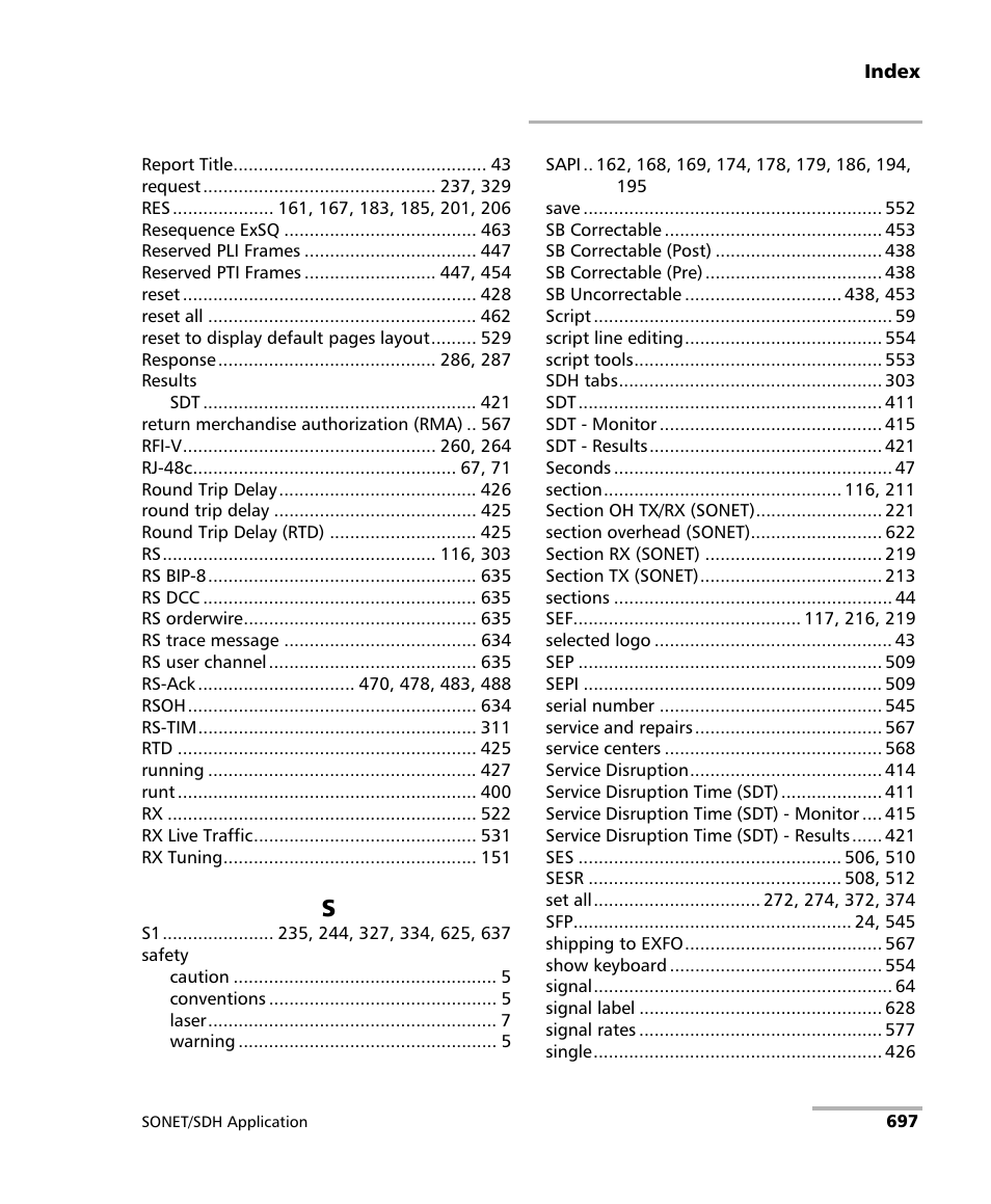EXFO FTB-8100 Series Transport Blazer for FTB-500 User Manual | Page 711 / 719