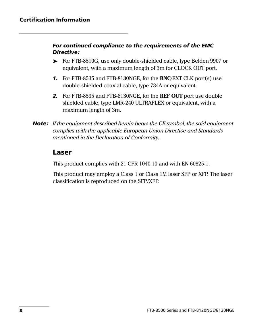 Laser | EXFO FTB-8500 Series for FTB-200 User Manual | Page 10 / 513