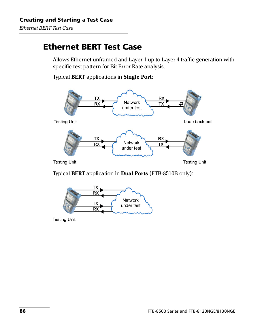 Ethernet bert test case | EXFO FTB-8500 Series for FTB-200 User Manual | Page 100 / 513