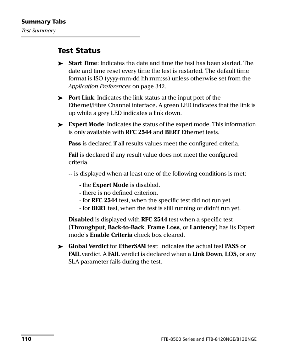 Test status | EXFO FTB-8500 Series for FTB-200 User Manual | Page 124 / 513