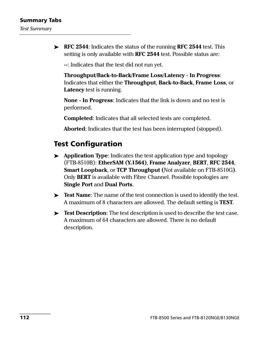Test configuration | EXFO FTB-8500 Series for FTB-200 User Manual | Page 126 / 513