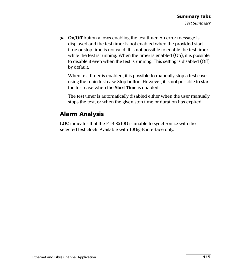 Alarm analysis | EXFO FTB-8500 Series for FTB-200 User Manual | Page 129 / 513