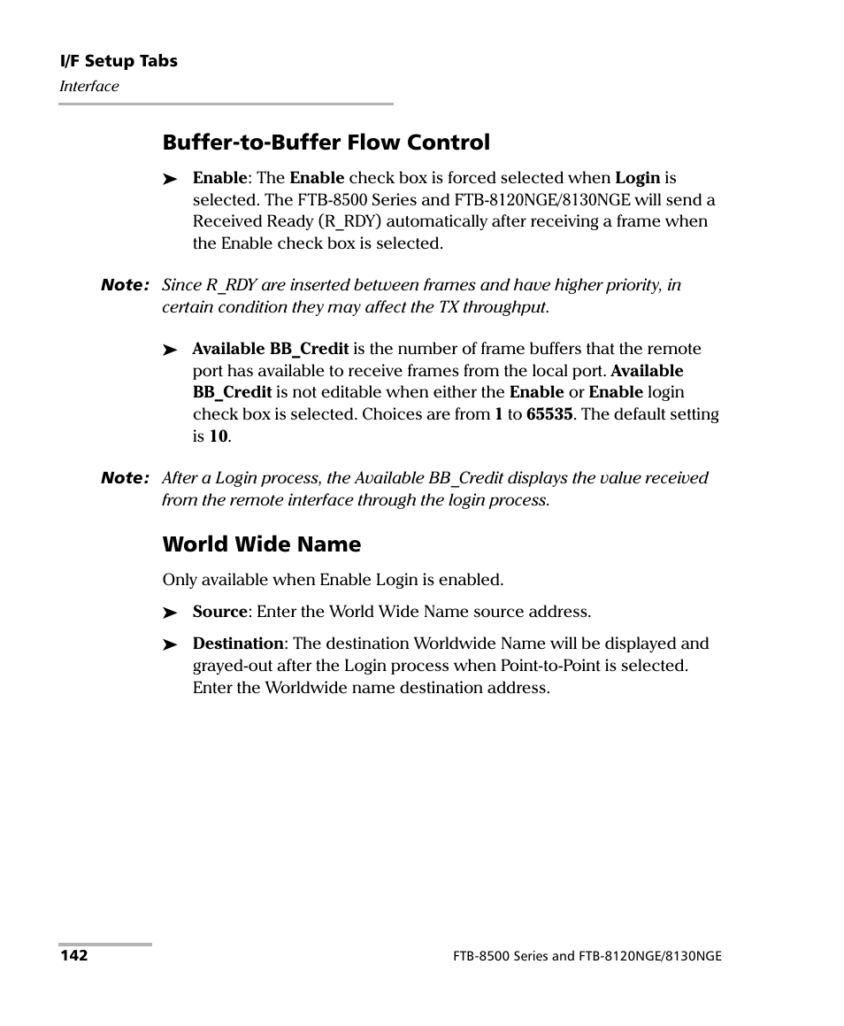 Buffer-to-buffer flow control, World wide name | EXFO FTB-8500 Series for FTB-200 User Manual | Page 156 / 513