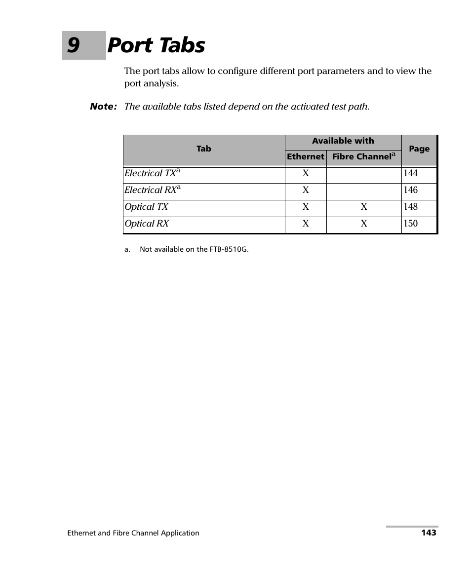 9 port tabs, 9port tabs | EXFO FTB-8500 Series for FTB-200 User Manual | Page 157 / 513