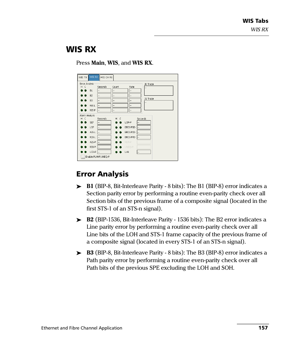 Wis rx, Error analysis | EXFO FTB-8500 Series for FTB-200 User Manual | Page 171 / 513