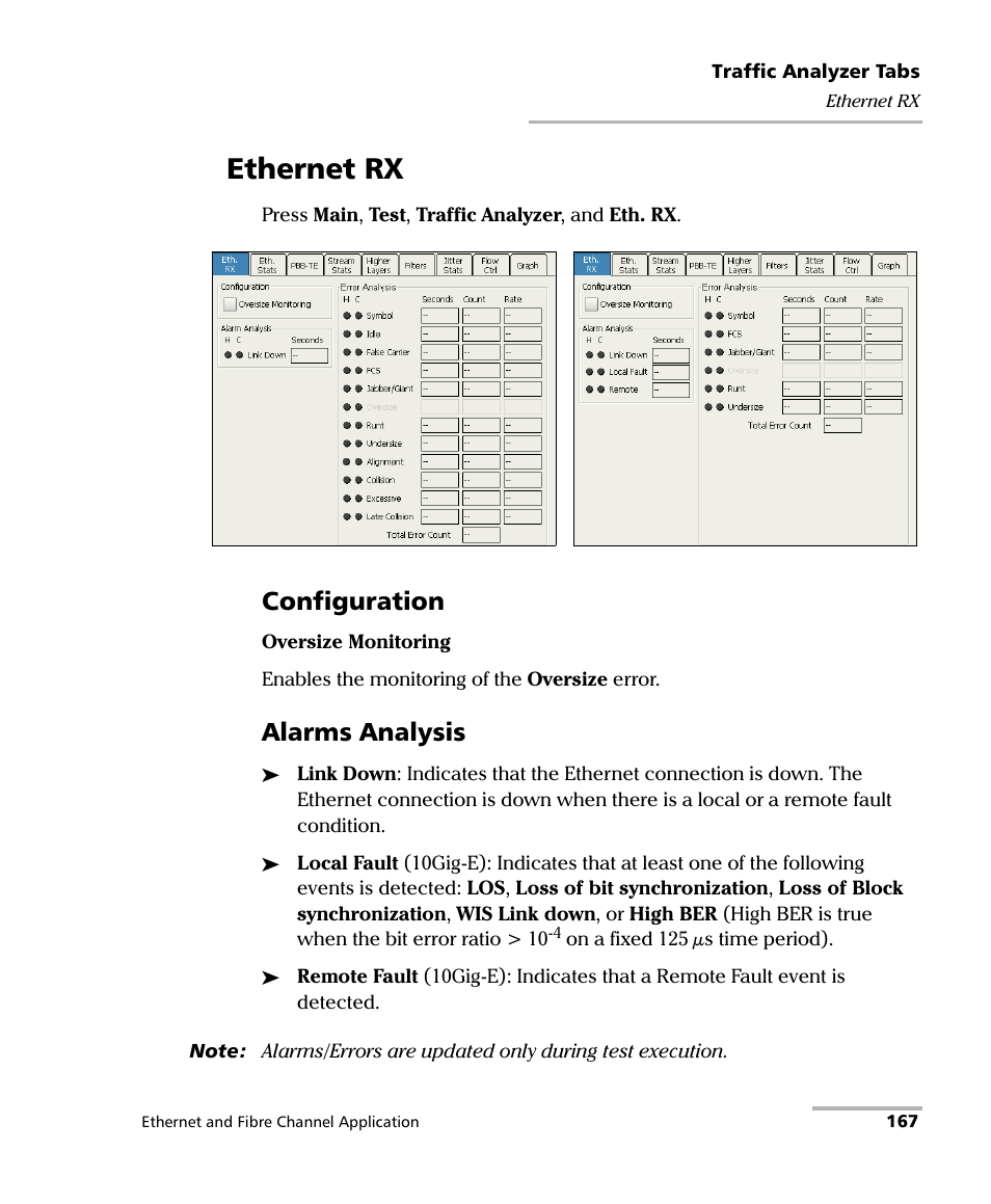 Ethernet rx, Configuration, Alarms analysis | EXFO FTB-8500 Series for FTB-200 User Manual | Page 181 / 513