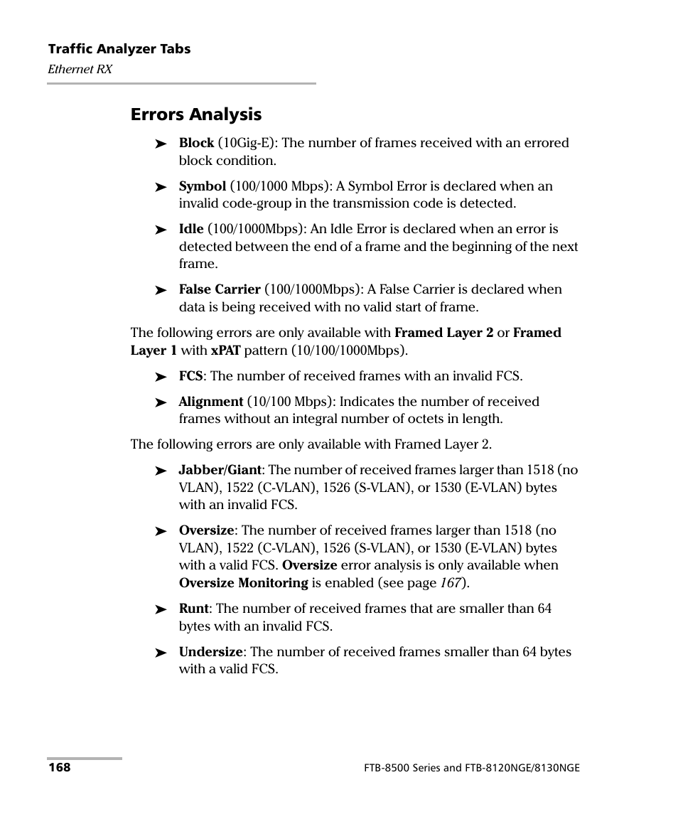 Errors analysis | EXFO FTB-8500 Series for FTB-200 User Manual | Page 182 / 513