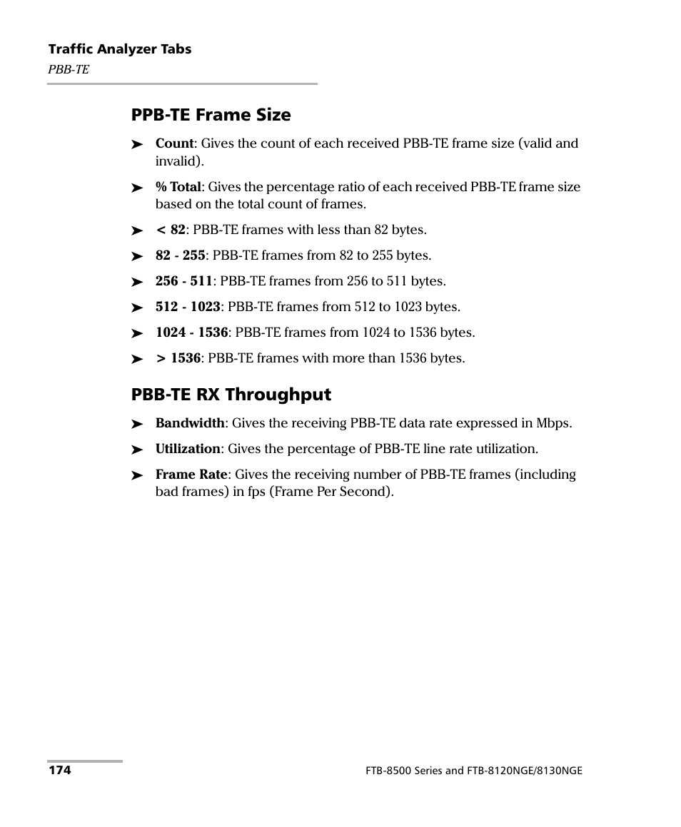 Ppb-te frame size, Pbb-te rx throughput | EXFO FTB-8500 Series for FTB-200 User Manual | Page 188 / 513