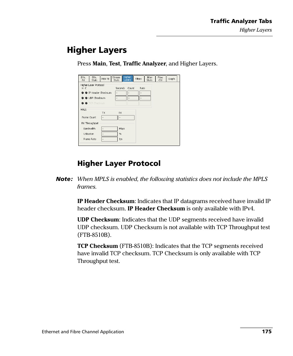 Higher layers, Higher layer protocol | EXFO FTB-8500 Series for FTB-200 User Manual | Page 189 / 513