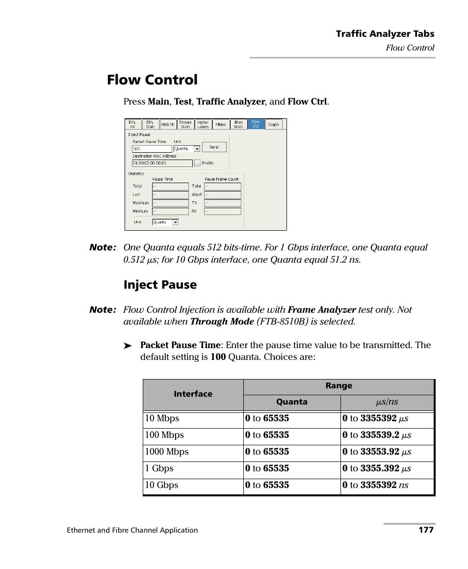 Flow control, Inject pause | EXFO FTB-8500 Series for FTB-200 User Manual | Page 191 / 513