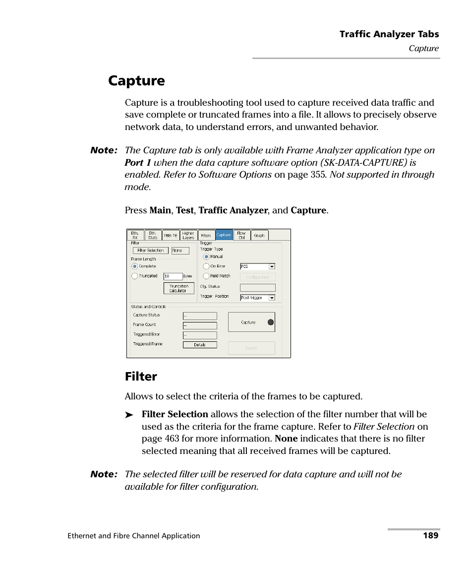 Capture, Filter | EXFO FTB-8500 Series for FTB-200 User Manual | Page 203 / 513