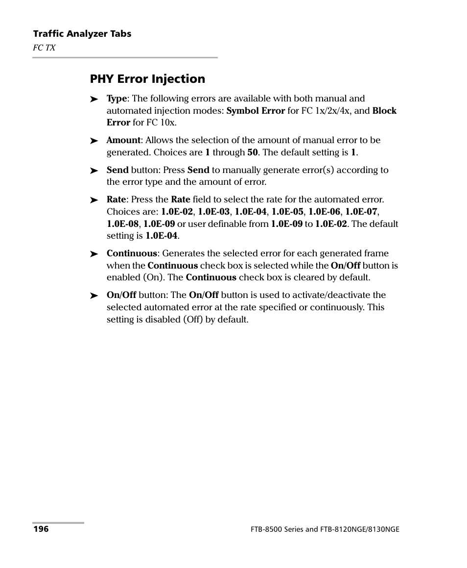 Phy error injection | EXFO FTB-8500 Series for FTB-200 User Manual | Page 210 / 513