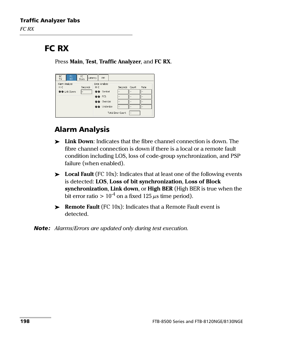 Fc rx, Alarm analysis | EXFO FTB-8500 Series for FTB-200 User Manual | Page 212 / 513