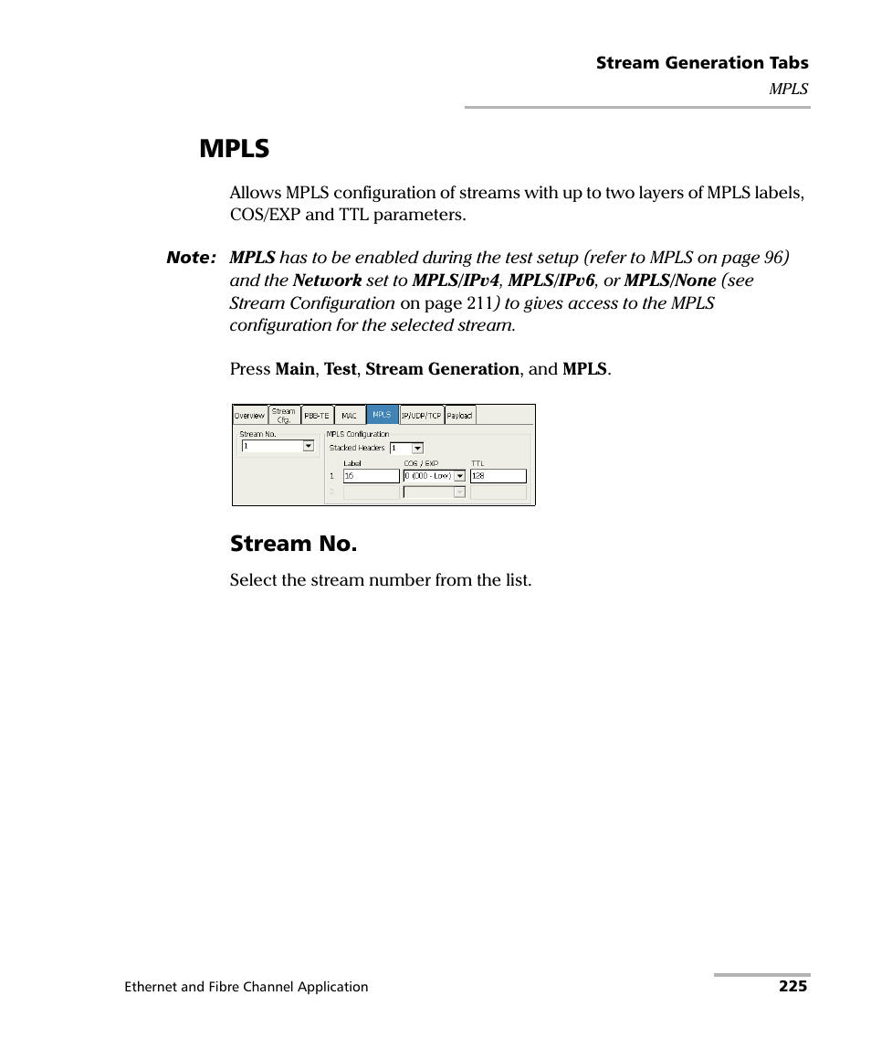 Mpls, Stream no | EXFO FTB-8500 Series for FTB-200 User Manual | Page 239 / 513