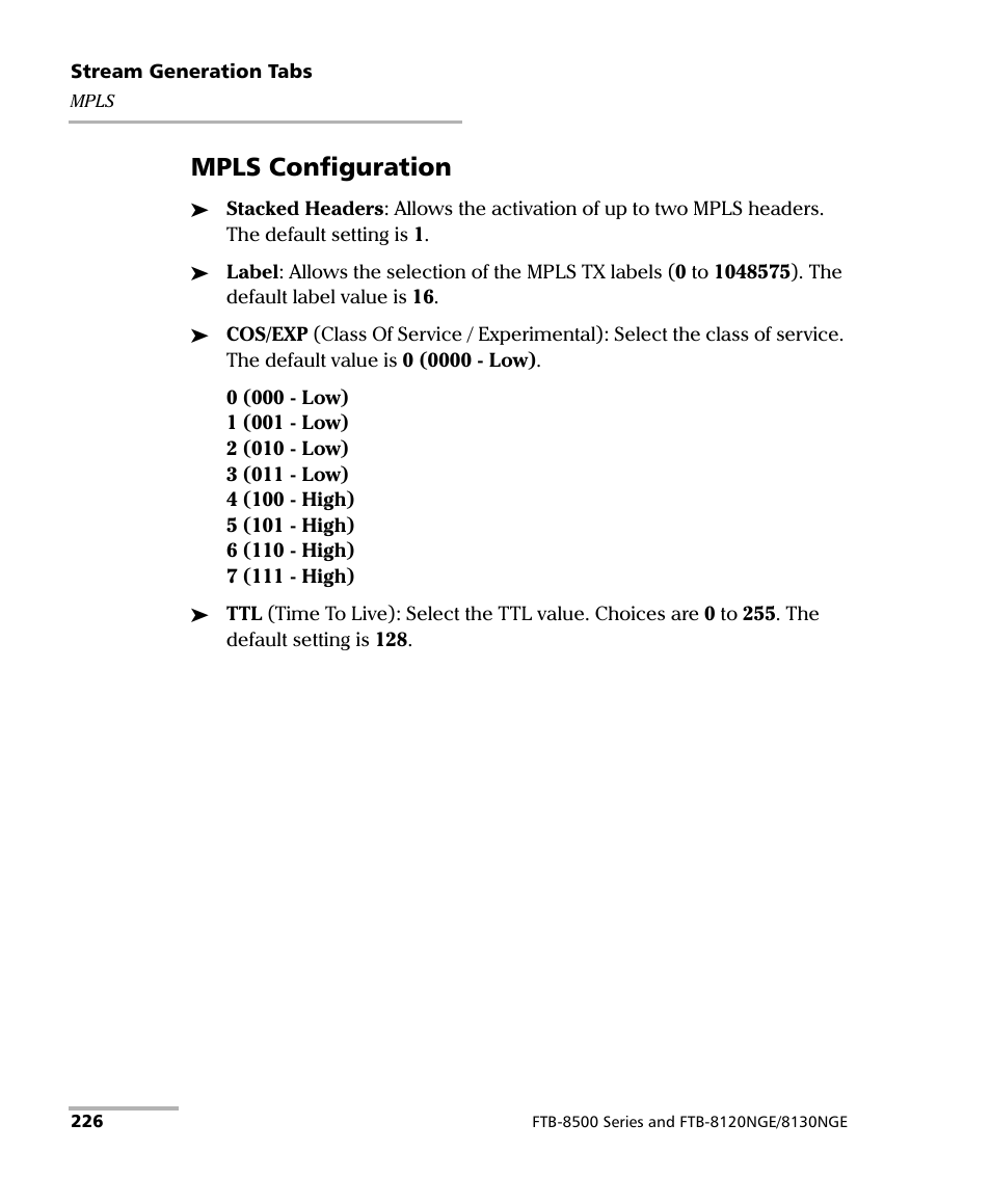 Mpls configuration | EXFO FTB-8500 Series for FTB-200 User Manual | Page 240 / 513