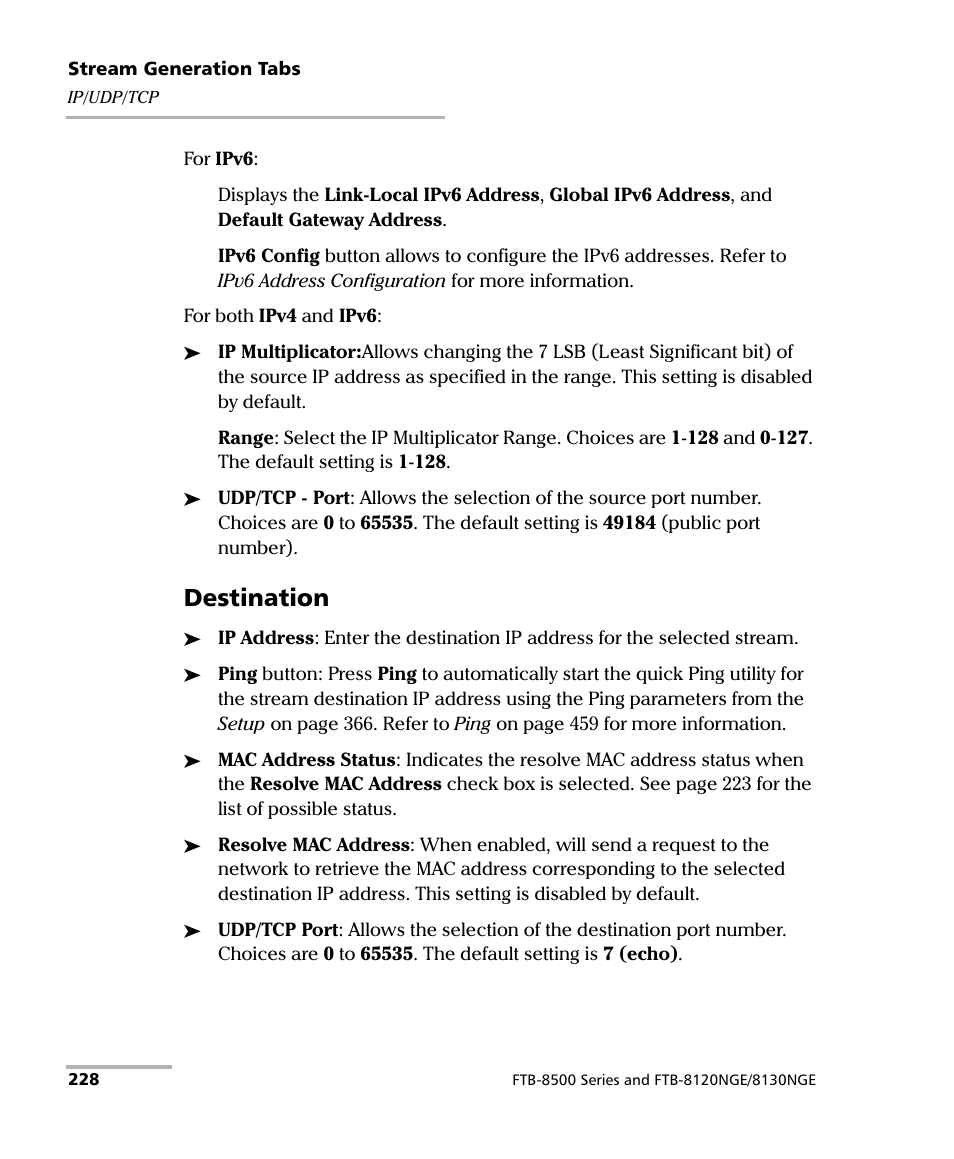 Destination | EXFO FTB-8500 Series for FTB-200 User Manual | Page 242 / 513