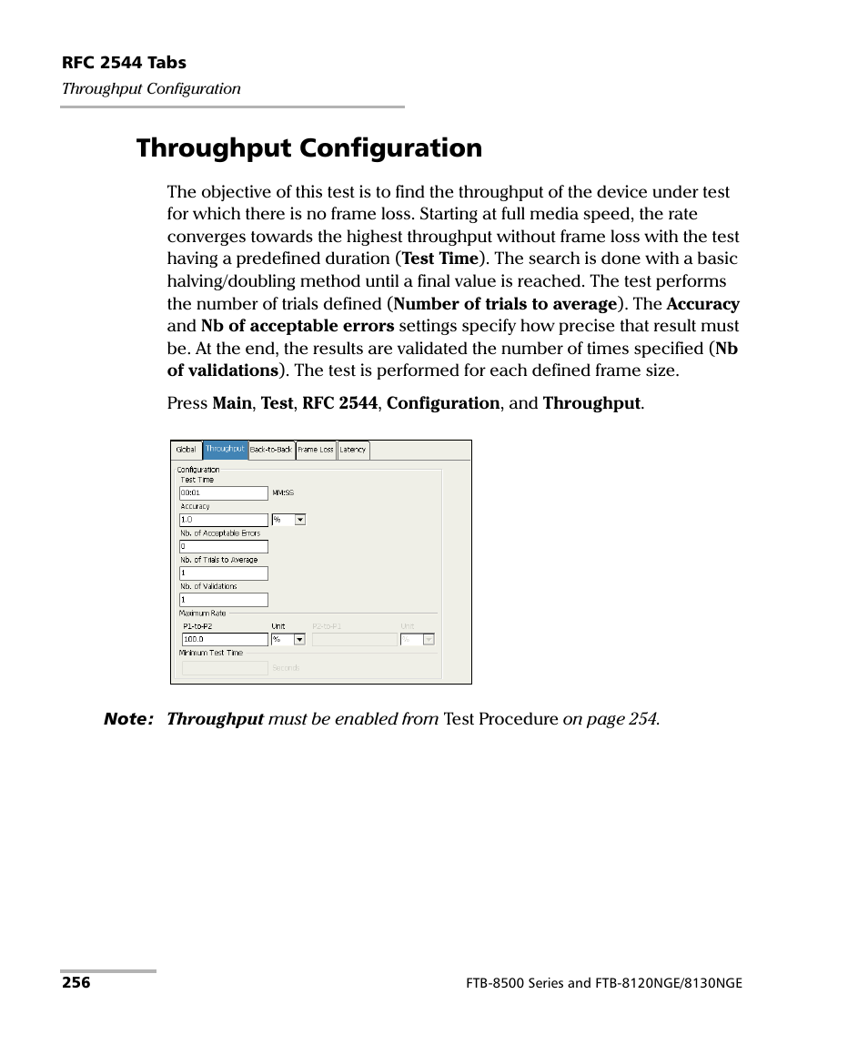 Throughput configuration | EXFO FTB-8500 Series for FTB-200 User Manual | Page 270 / 513