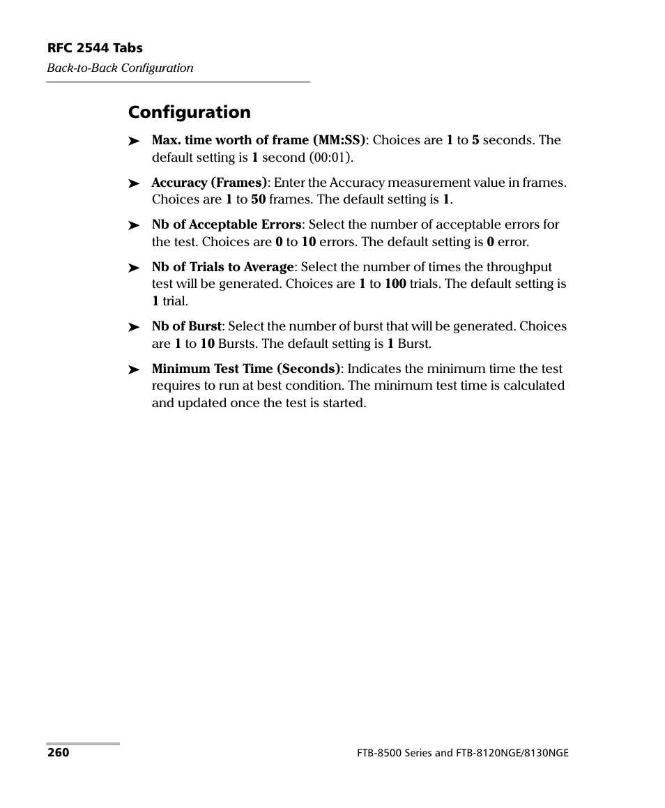 Configuration | EXFO FTB-8500 Series for FTB-200 User Manual | Page 274 / 513
