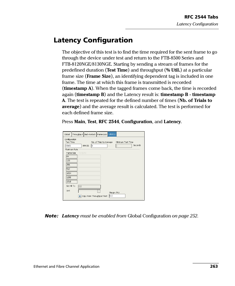 Latency configuration | EXFO FTB-8500 Series for FTB-200 User Manual | Page 277 / 513