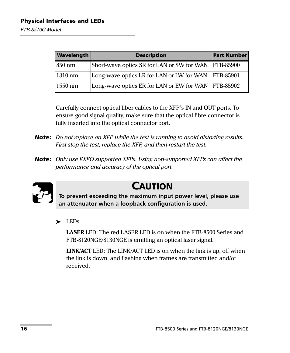 Aution | EXFO FTB-8500 Series for FTB-200 User Manual | Page 30 / 513