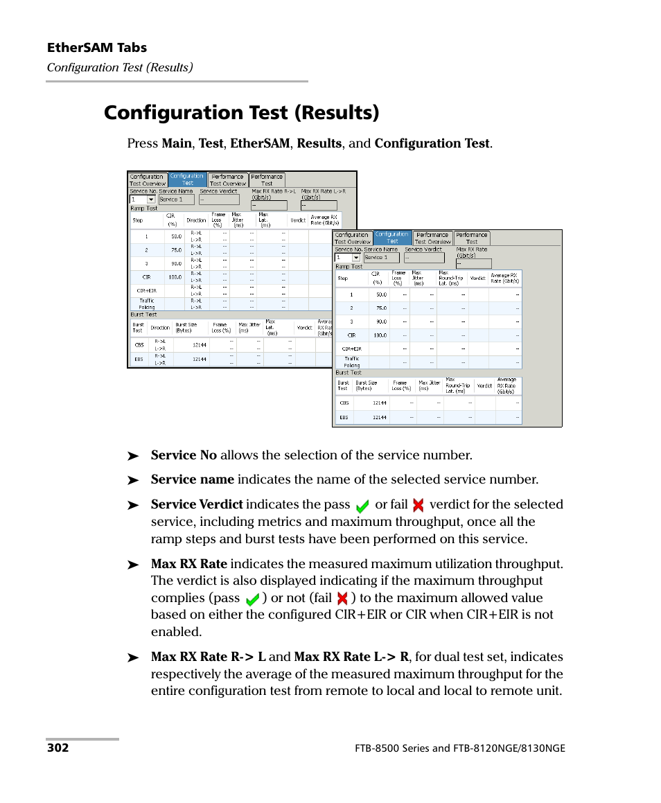 Configuration test (results) | EXFO FTB-8500 Series for FTB-200 User Manual | Page 316 / 513