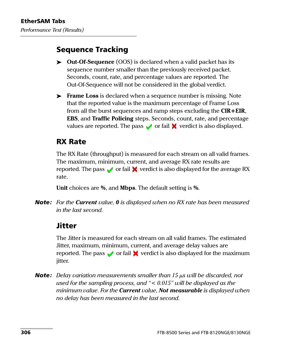 Sequence tracking, Rx rate, Jitter | EXFO FTB-8500 Series for FTB-200 User Manual | Page 320 / 513