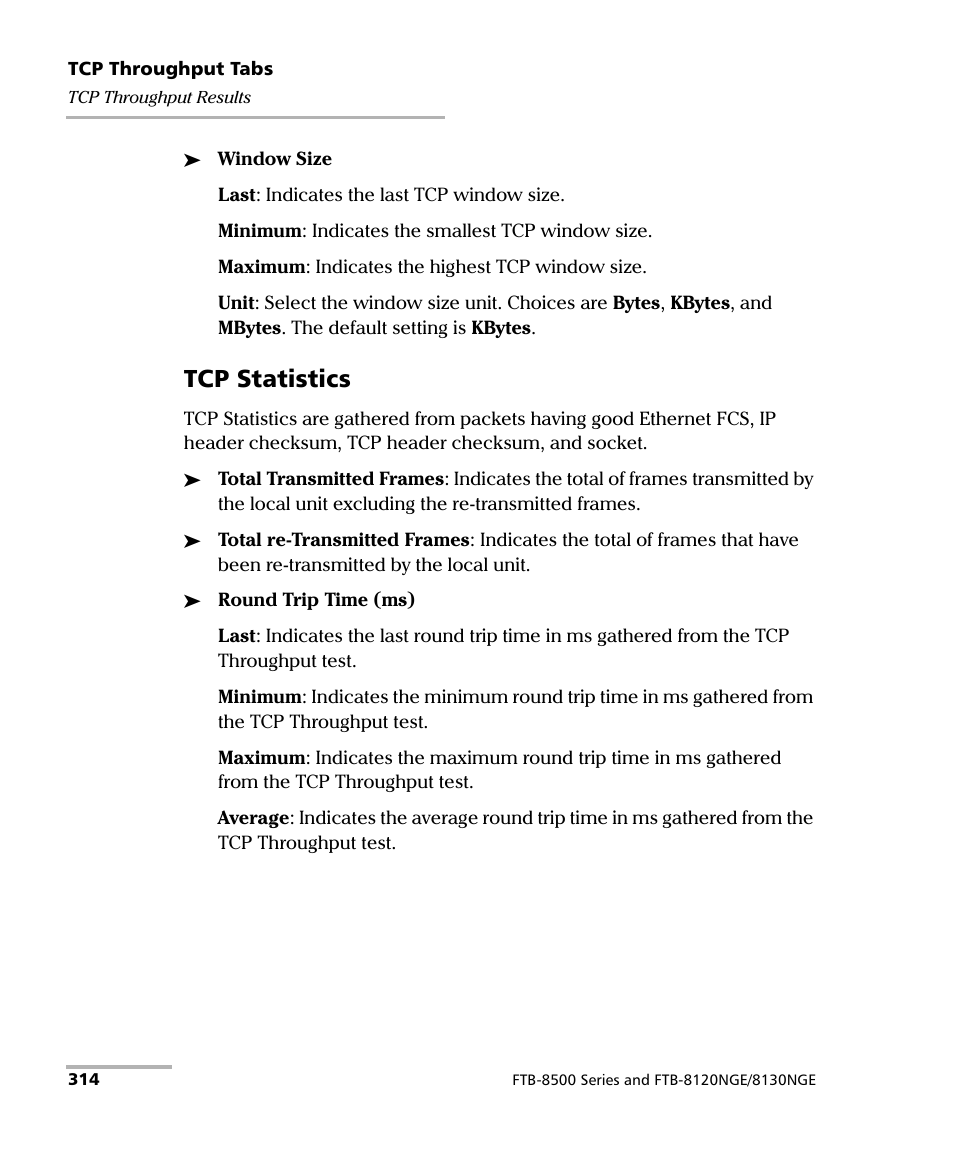 Tcp statistics | EXFO FTB-8500 Series for FTB-200 User Manual | Page 328 / 513