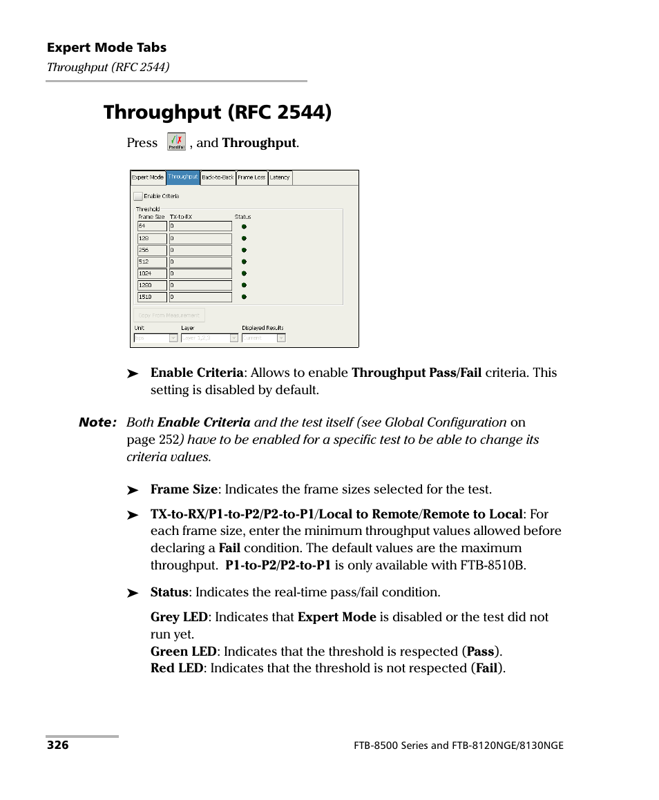 Throughput (rfc 2544) | EXFO FTB-8500 Series for FTB-200 User Manual | Page 340 / 513