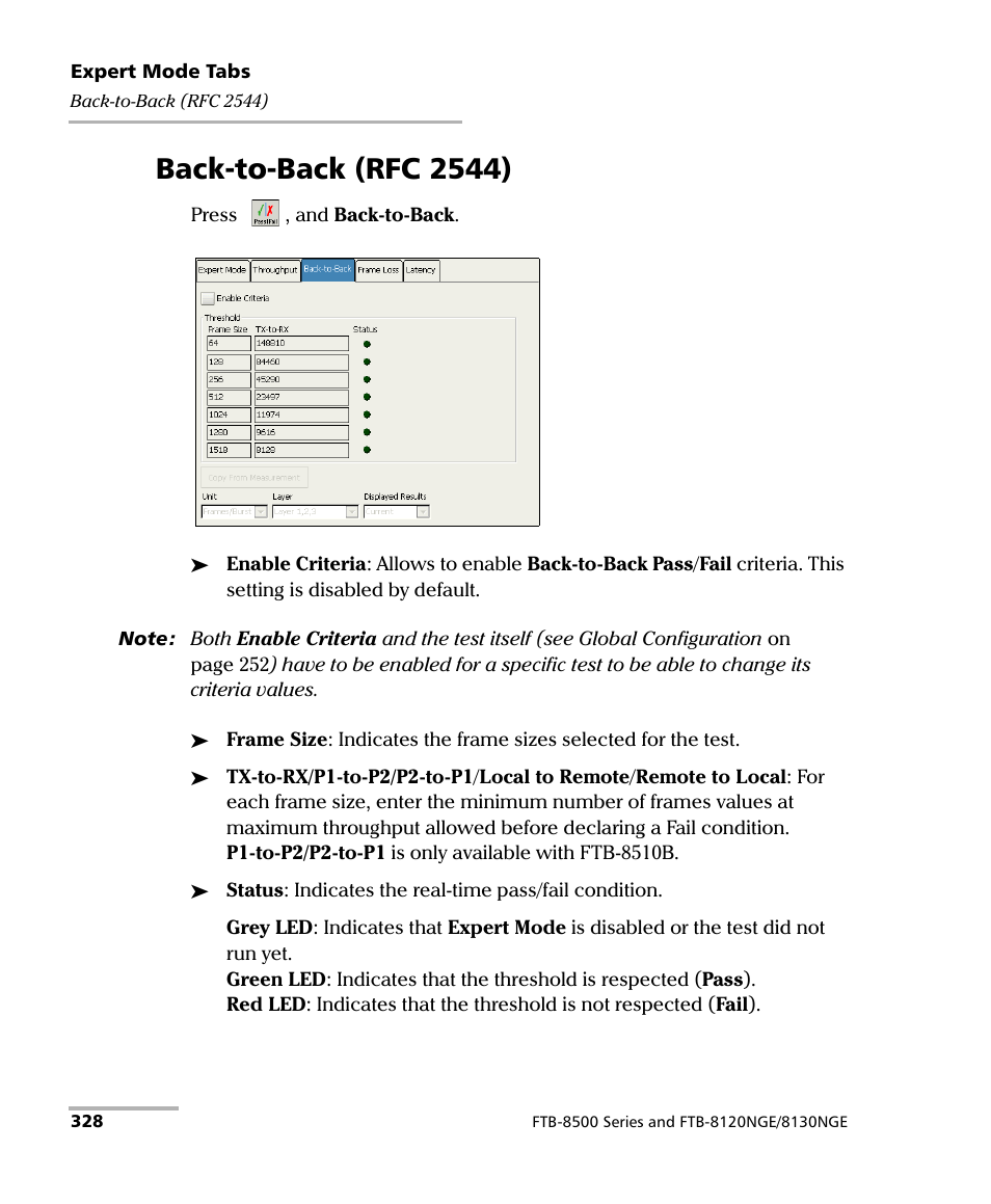Back-to-back (rfc 2544) | EXFO FTB-8500 Series for FTB-200 User Manual | Page 342 / 513