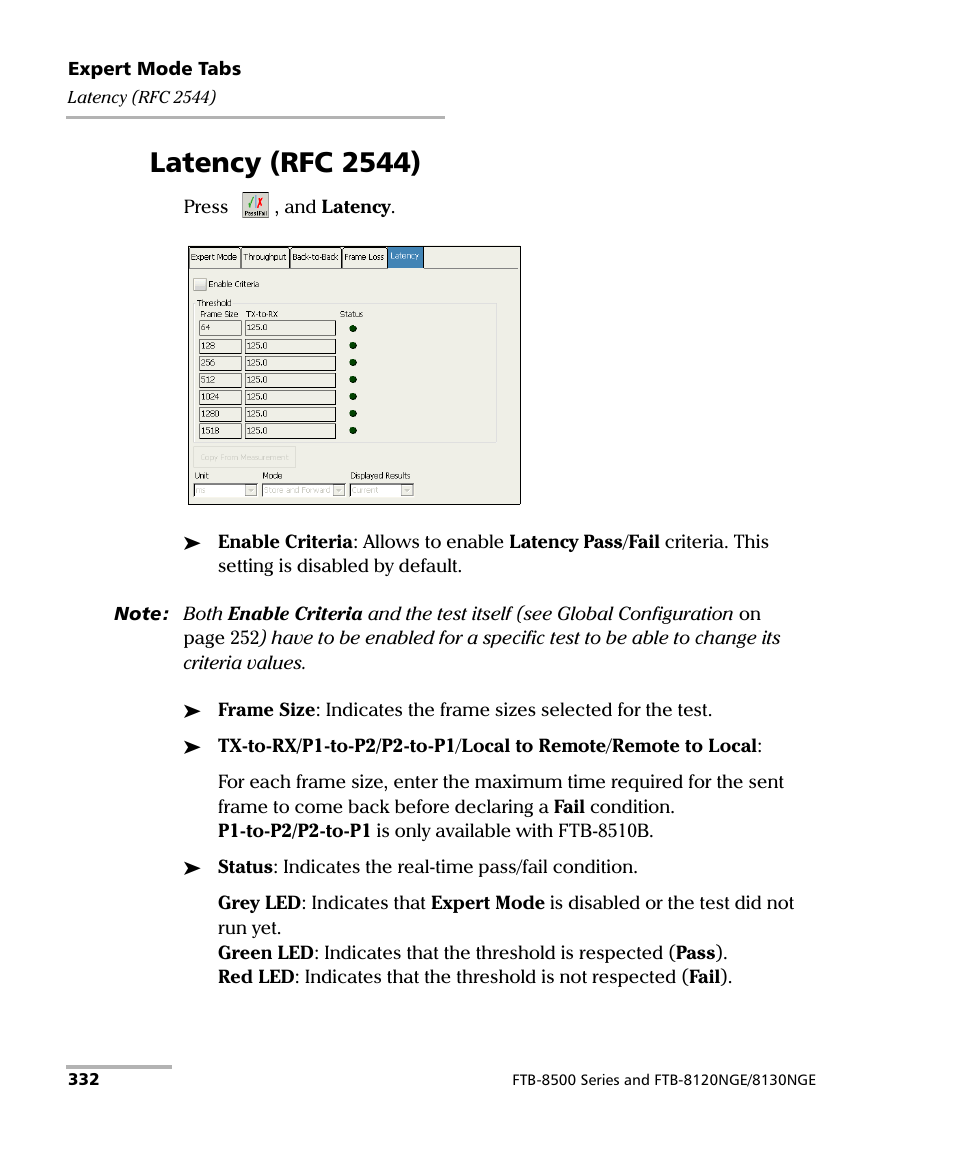 Latency (rfc 2544) | EXFO FTB-8500 Series for FTB-200 User Manual | Page 346 / 513