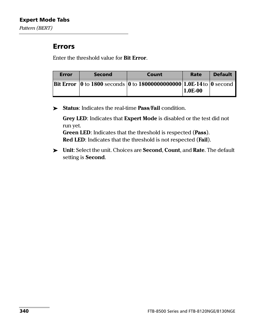 Errors | EXFO FTB-8500 Series for FTB-200 User Manual | Page 354 / 513