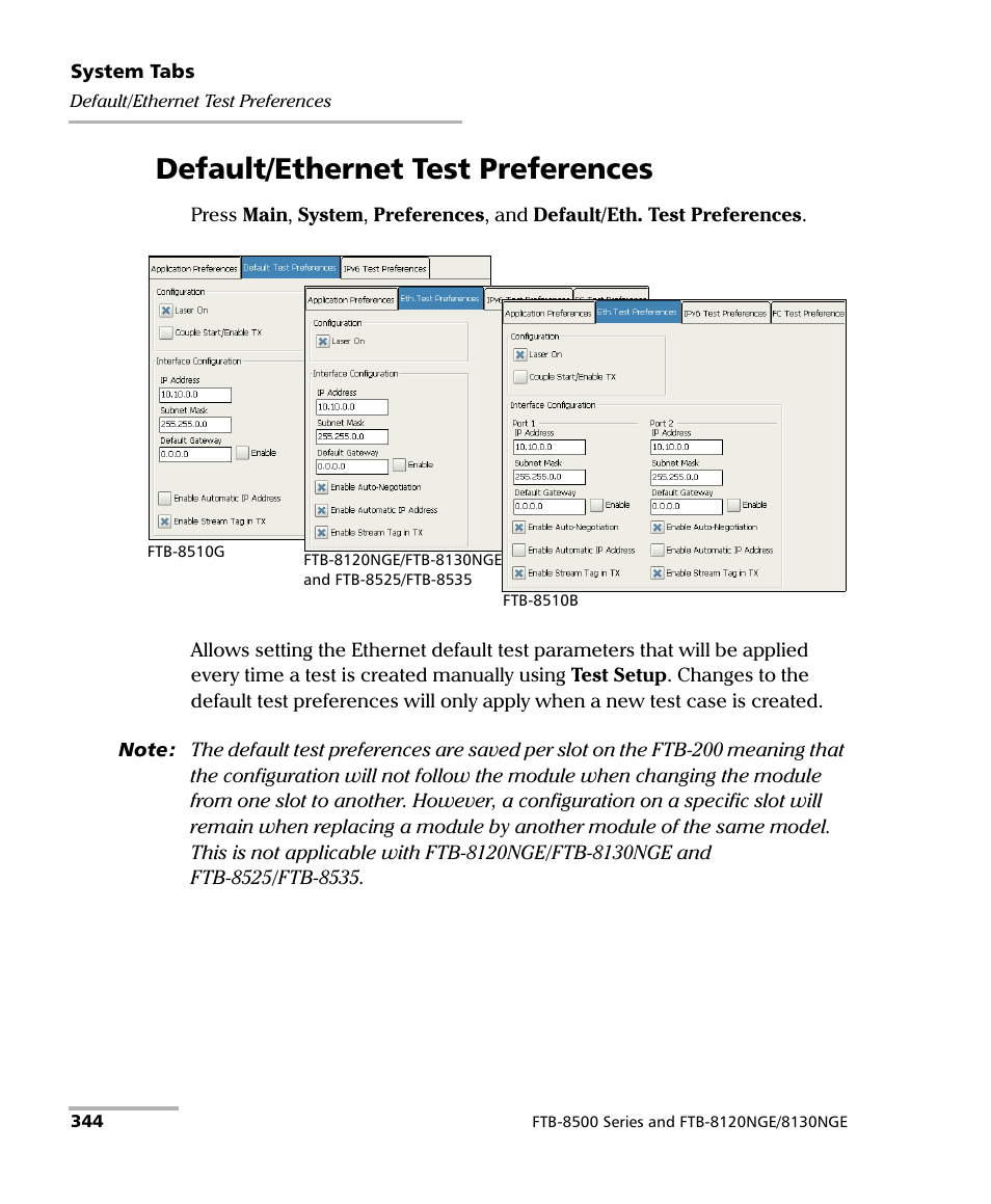 Default/ethernet test preferences, E default/ethernet test preferences on | EXFO FTB-8500 Series for FTB-200 User Manual | Page 358 / 513