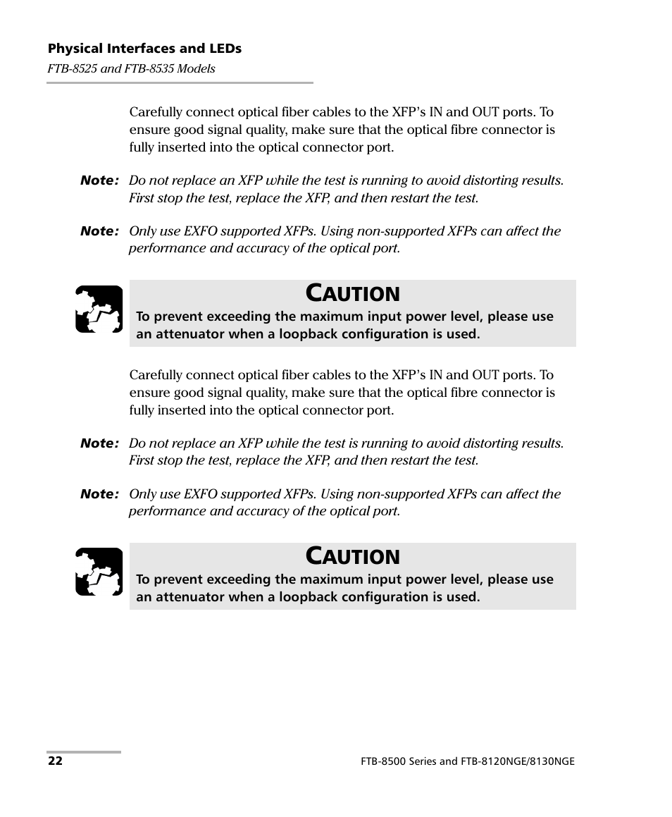 Aution | EXFO FTB-8500 Series for FTB-200 User Manual | Page 36 / 513