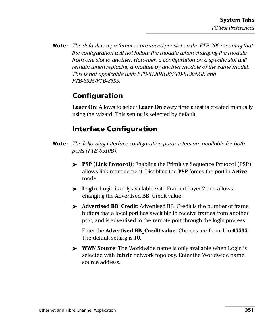 Configuration, Interface configuration | EXFO FTB-8500 Series for FTB-200 User Manual | Page 365 / 513
