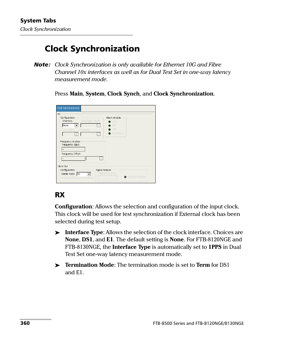 Clock synchronization | EXFO FTB-8500 Series for FTB-200 User Manual | Page 374 / 513