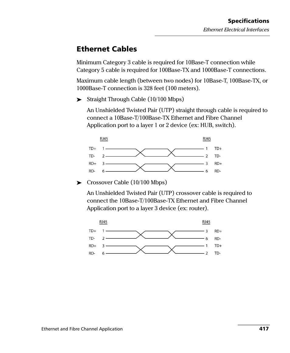 Ethernet cables | EXFO FTB-8500 Series for FTB-200 User Manual | Page 431 / 513