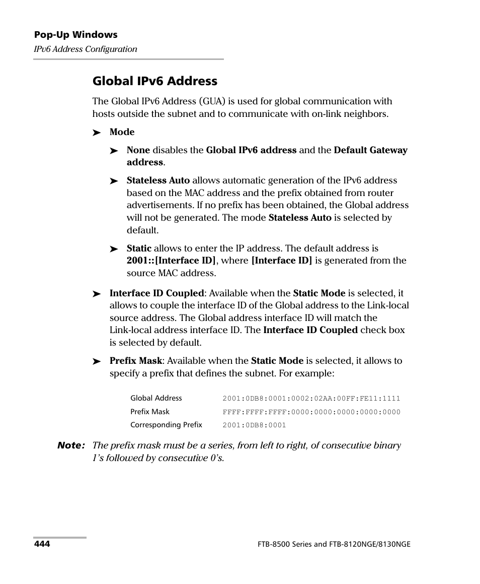 Global ipv6 address | EXFO FTB-8500 Series for FTB-200 User Manual | Page 458 / 513