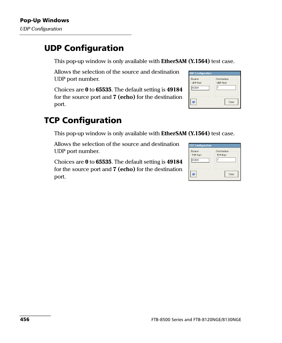 Udp configuration, Tcp configuration, Udp configuration tcp configuration | EXFO FTB-8500 Series for FTB-200 User Manual | Page 470 / 513