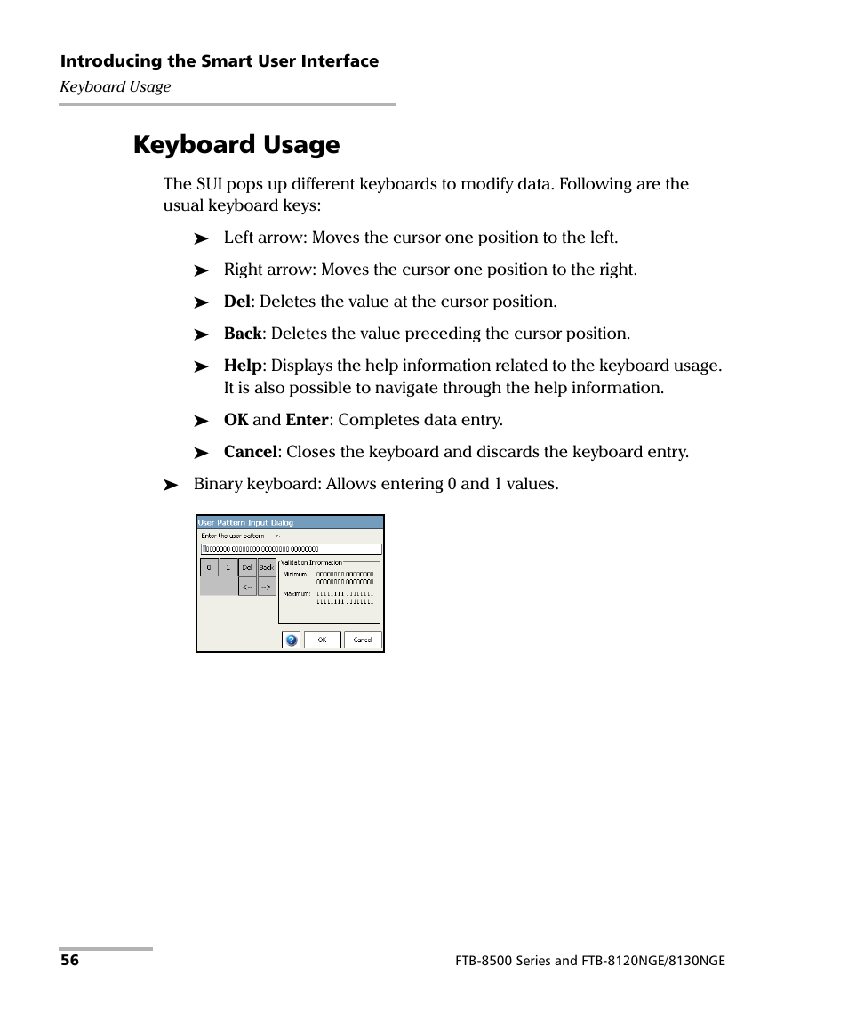 Keyboard usage | EXFO FTB-8500 Series for FTB-200 User Manual | Page 70 / 513