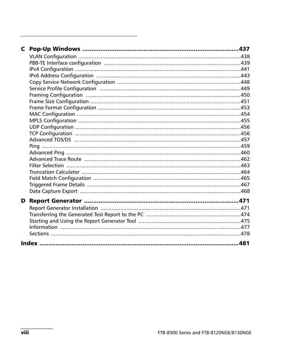 EXFO FTB-8500 Series for FTB-200 User Manual | Page 8 / 513