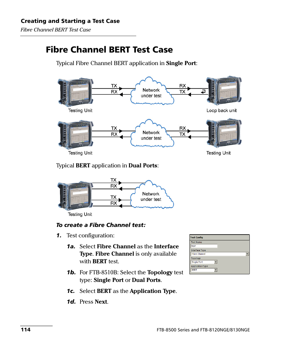 Fibre channel bert test case | EXFO FTB-8500 Series for FTB-500 User Manual | Page 128 / 544