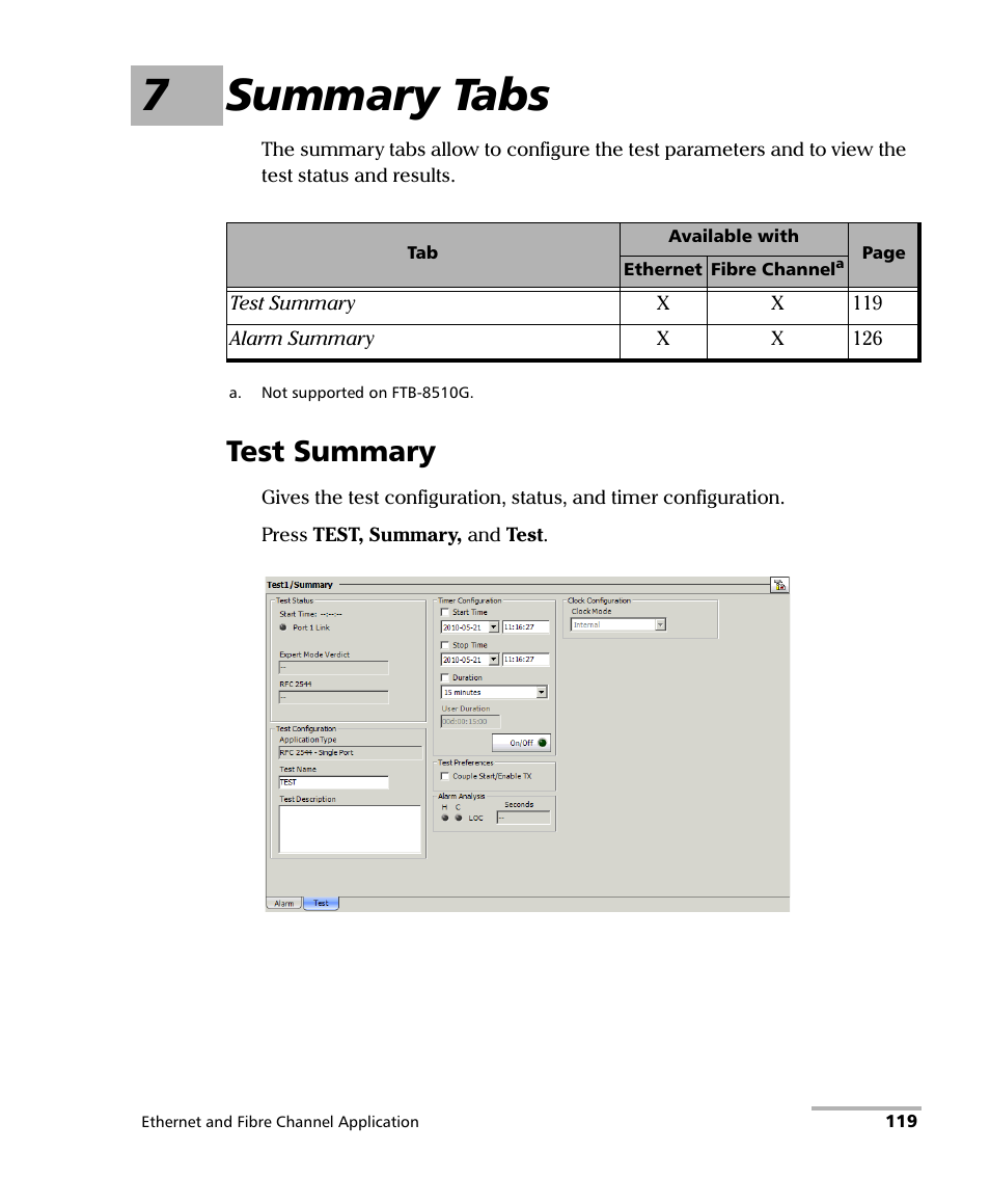 7 summary tabs, Test summary, 7summary tabs | EXFO FTB-8500 Series for FTB-500 User Manual | Page 133 / 544